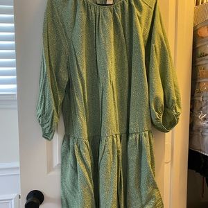 Green drop waist dress